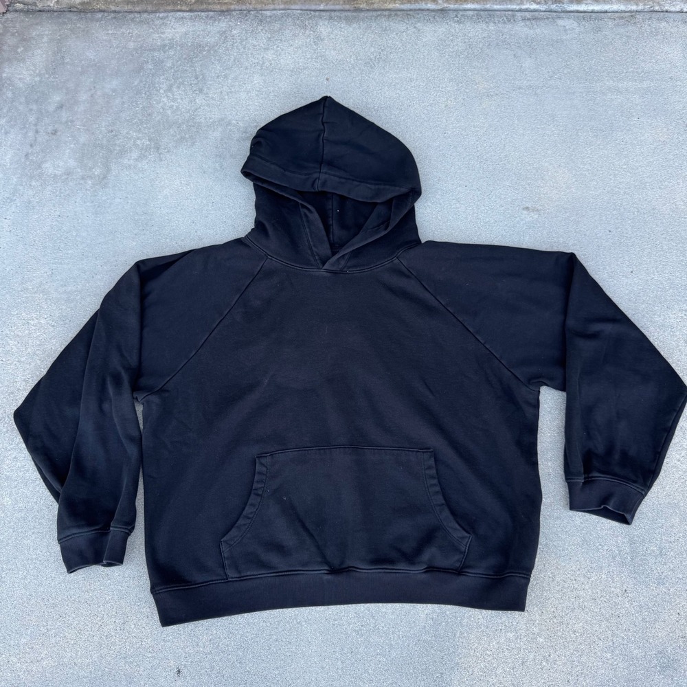 Gap Mens XL Black Raglan Sleeve Fleece Hoodie Sweatshirt Kangaroo Pocket